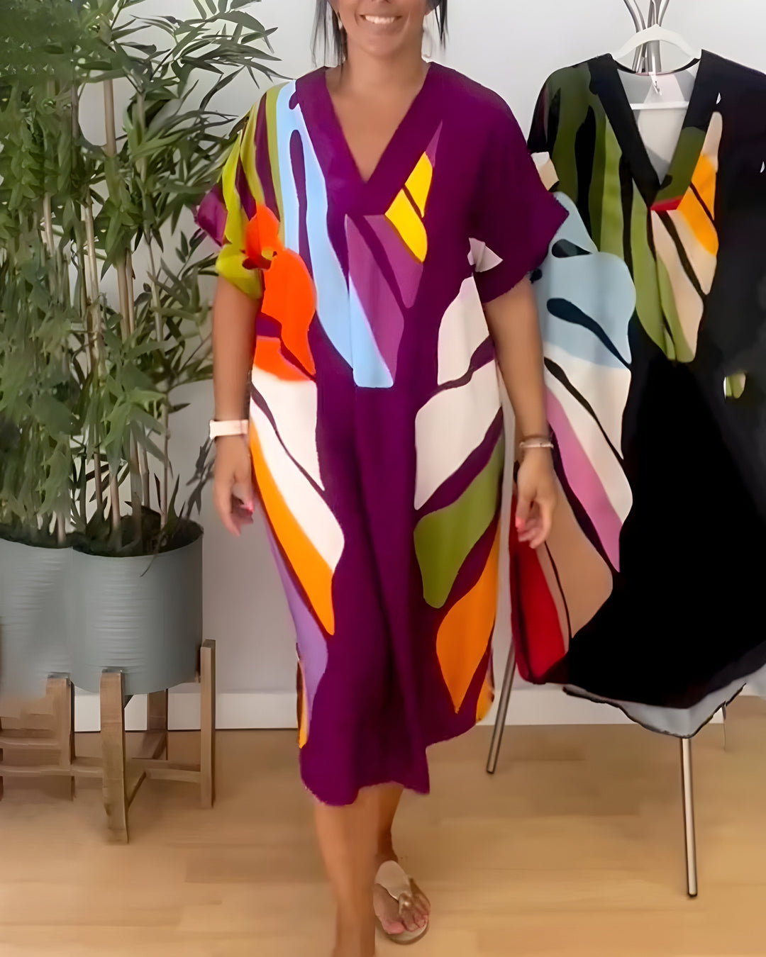 Rianna - Robe à Imprimé Abstrait