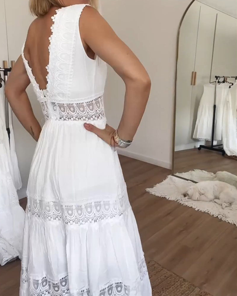 Circe - Robe Camisole en Dentelle à Col V
