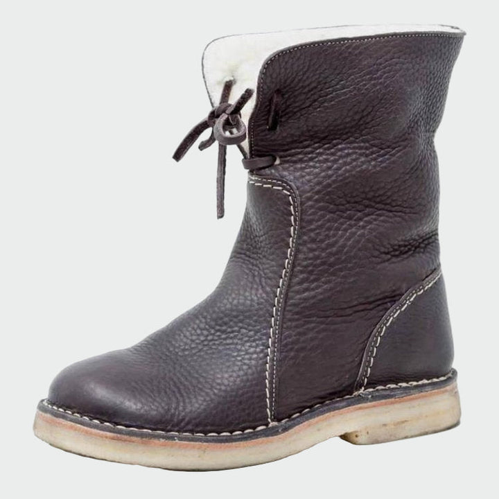 Bottes pour hommes en cuir imperméable avec doublure en laine