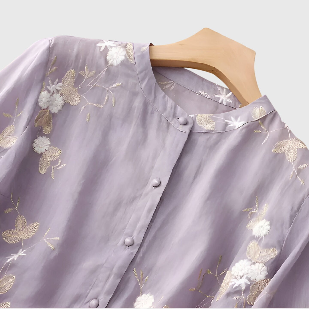 Nellie™ | Haut Élégant avec Fleurs Brodées