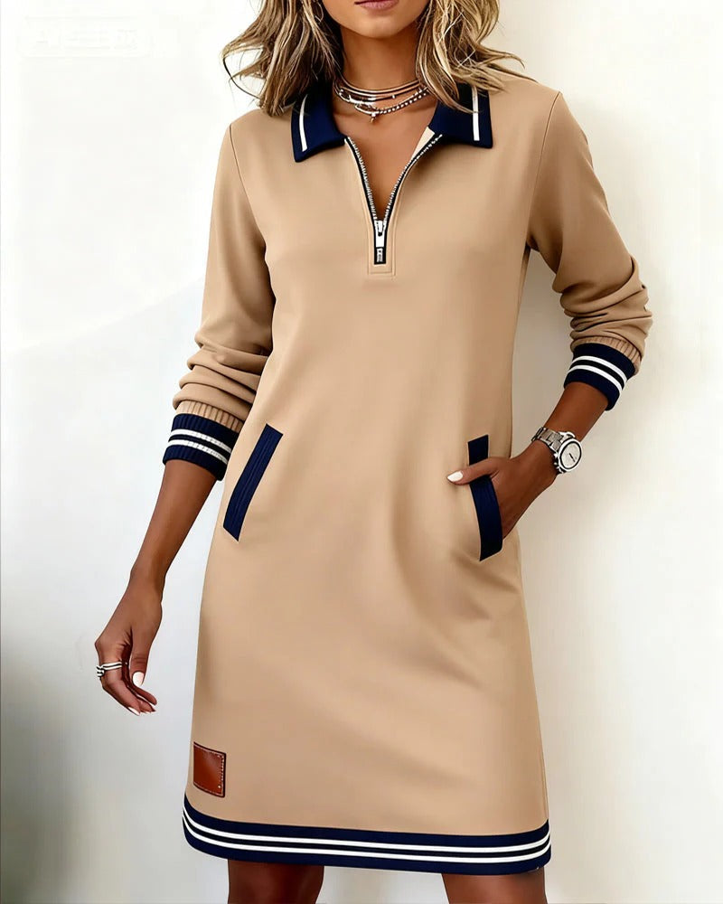 Sylvie | Robe en Coton Chic à Manches Longues